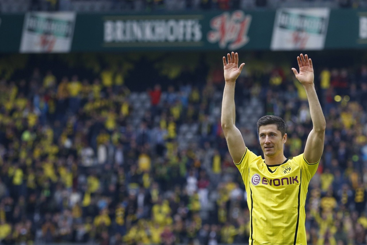 Lewandowski 2014 bei seinem Abschied aus Dortmund.