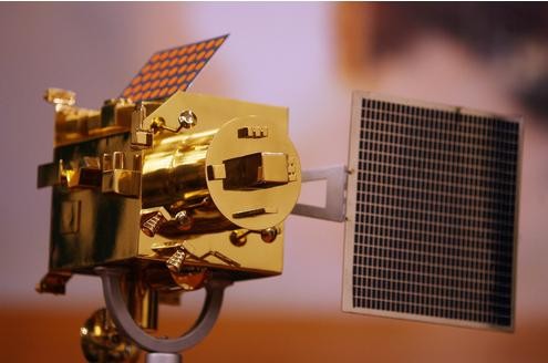 2008, Indien: Die Inder eroberten den Orbit mit der Chandrayaan 1 (hier ein Modell).
