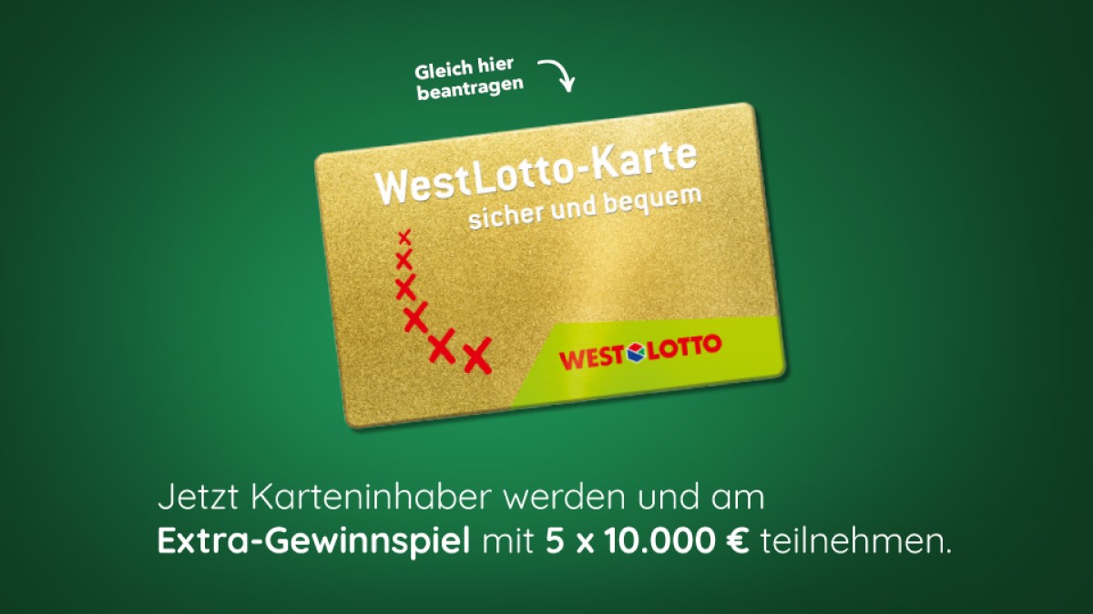 Eine Karte für alle Spiele: Die WestLotto-Karte ist kostenlos und unbegrenzt gültig. Alle Karteninhaber und diejenigen, die es werden wollen, haben noch bis zum 14. Februar die Chance auf einen Extra-Gewinn. 