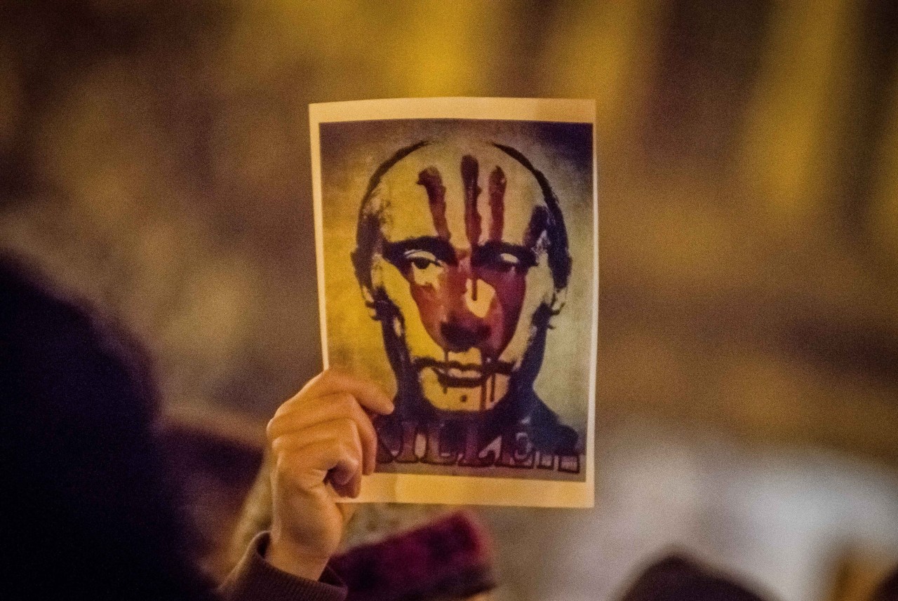 Protestplakat gegen Putin. 