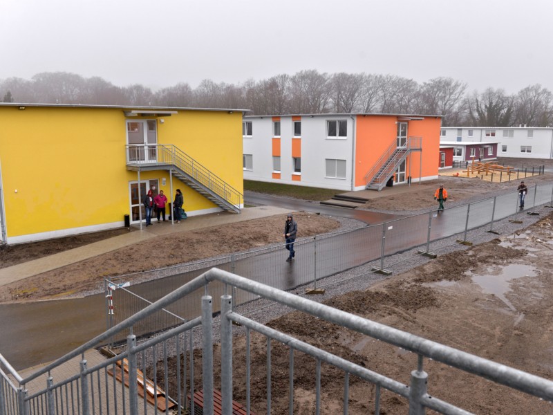 Besuch in der Erstaufnahmeeinrichtung für Flüchtlinge im März 2016.