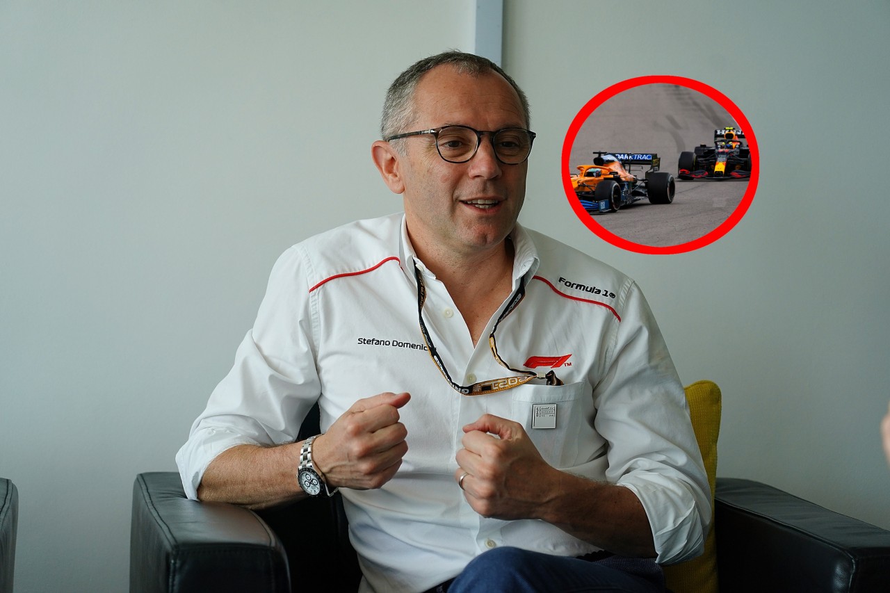 Formel 1-Boss Stefano Domenicali deutet einen Hammer an.