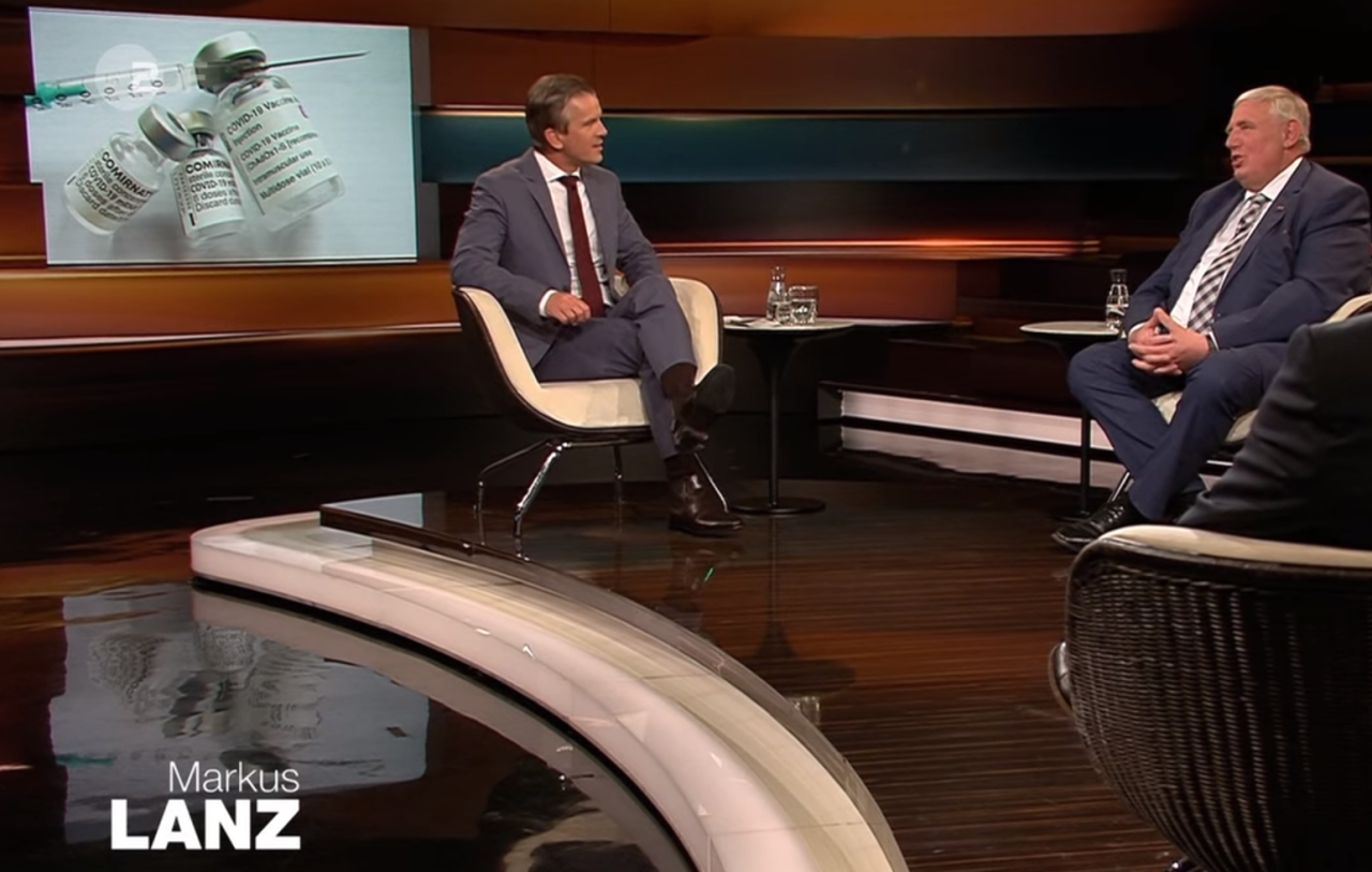 Markus Lanz und Karl-Josef Laumann im ZDF-Studio am Donnerstagabend.