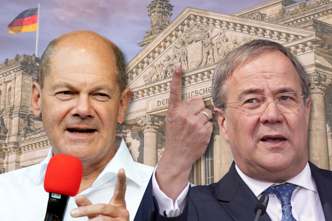 Kopf-an-Kopf-Rennen in letzten Umfragen vor der Bundestagswahl zwischen Olaf Scholz und Armin Laschet. 