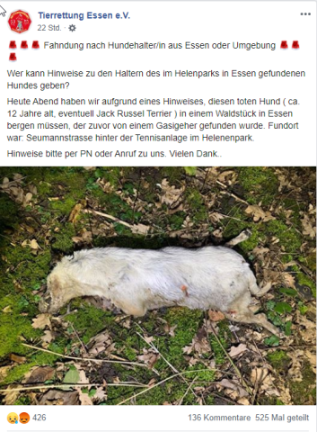 So wurde der tote Hund in Essen gefunden.