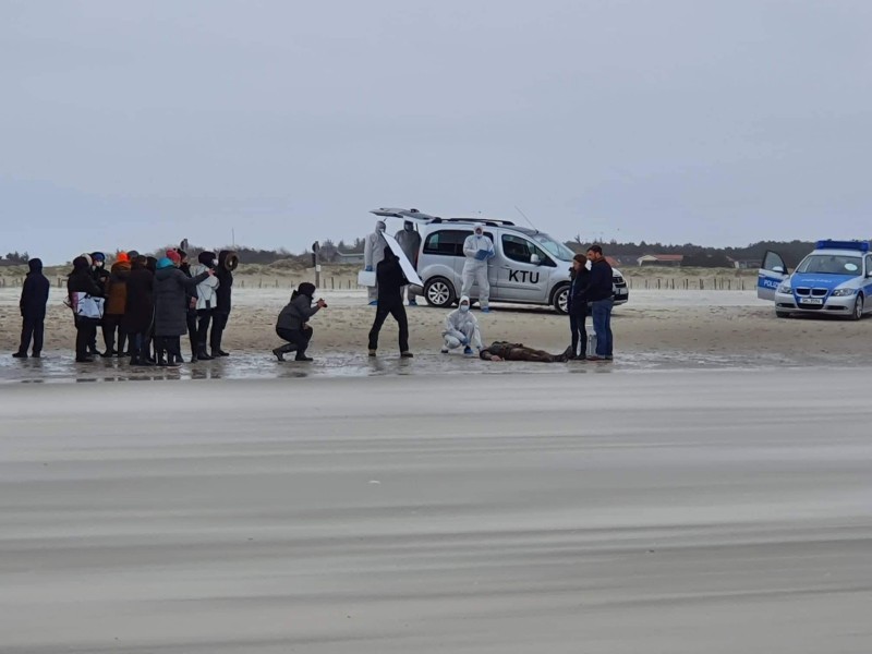 Dreharbeiten am Strand an der Nordsee.