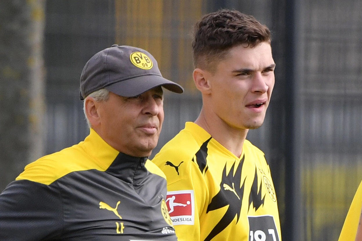 Broschinski mit dem ehemaligen BVB-Coach Lucien Favre.