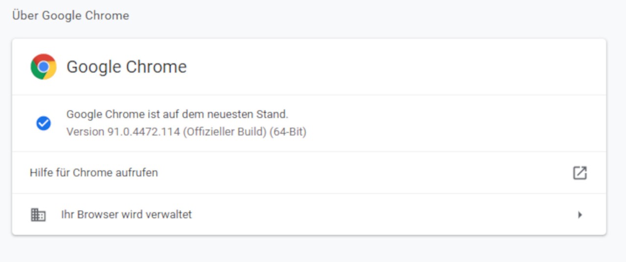 Google bietet bereits Updates auf die sichere Version 91.0.4472.114 an.