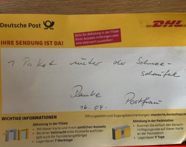 DHL: Diesen Zettel hatte der Mann von seiner Zustellerin im Briefkasten