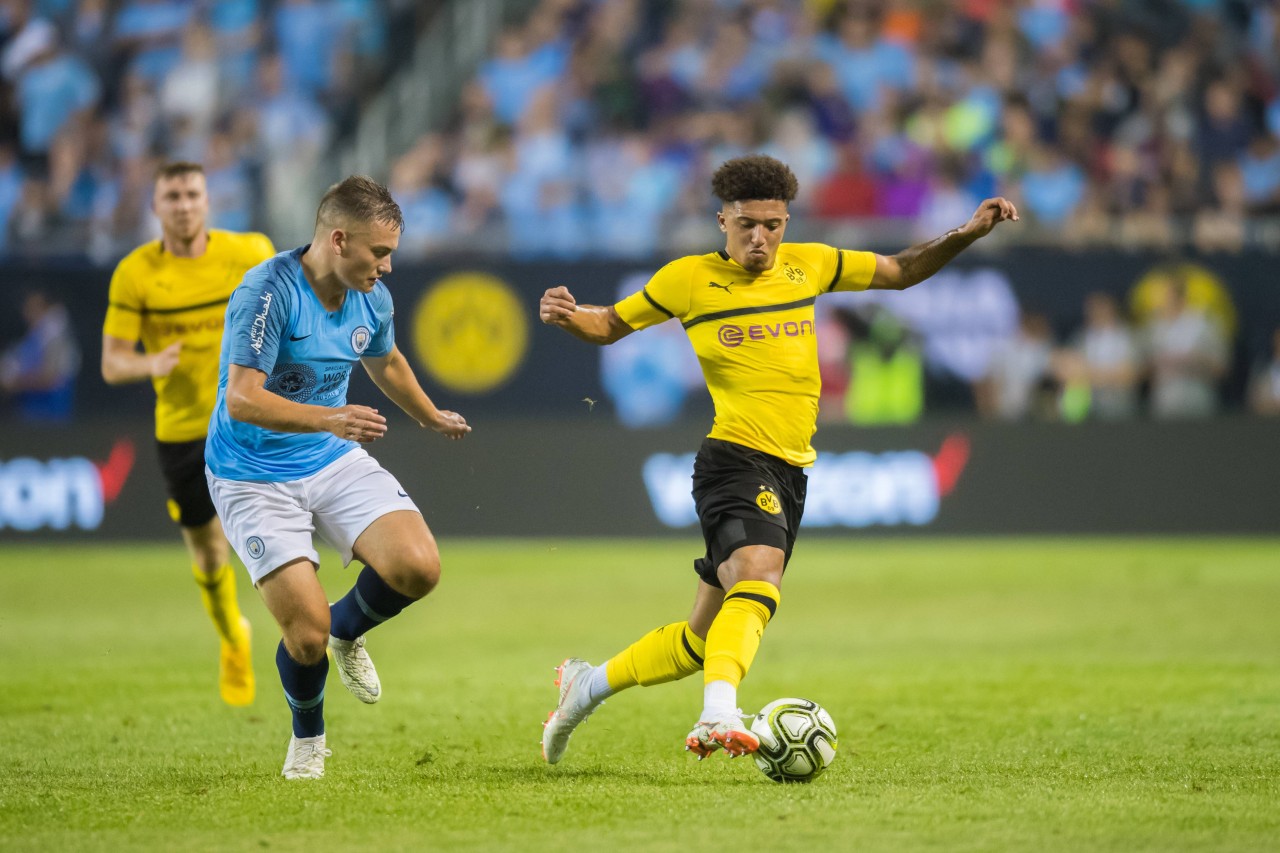 Jadon Sancho durfte in den USA auch gegen seinen Ex-Club Manchester City ran.