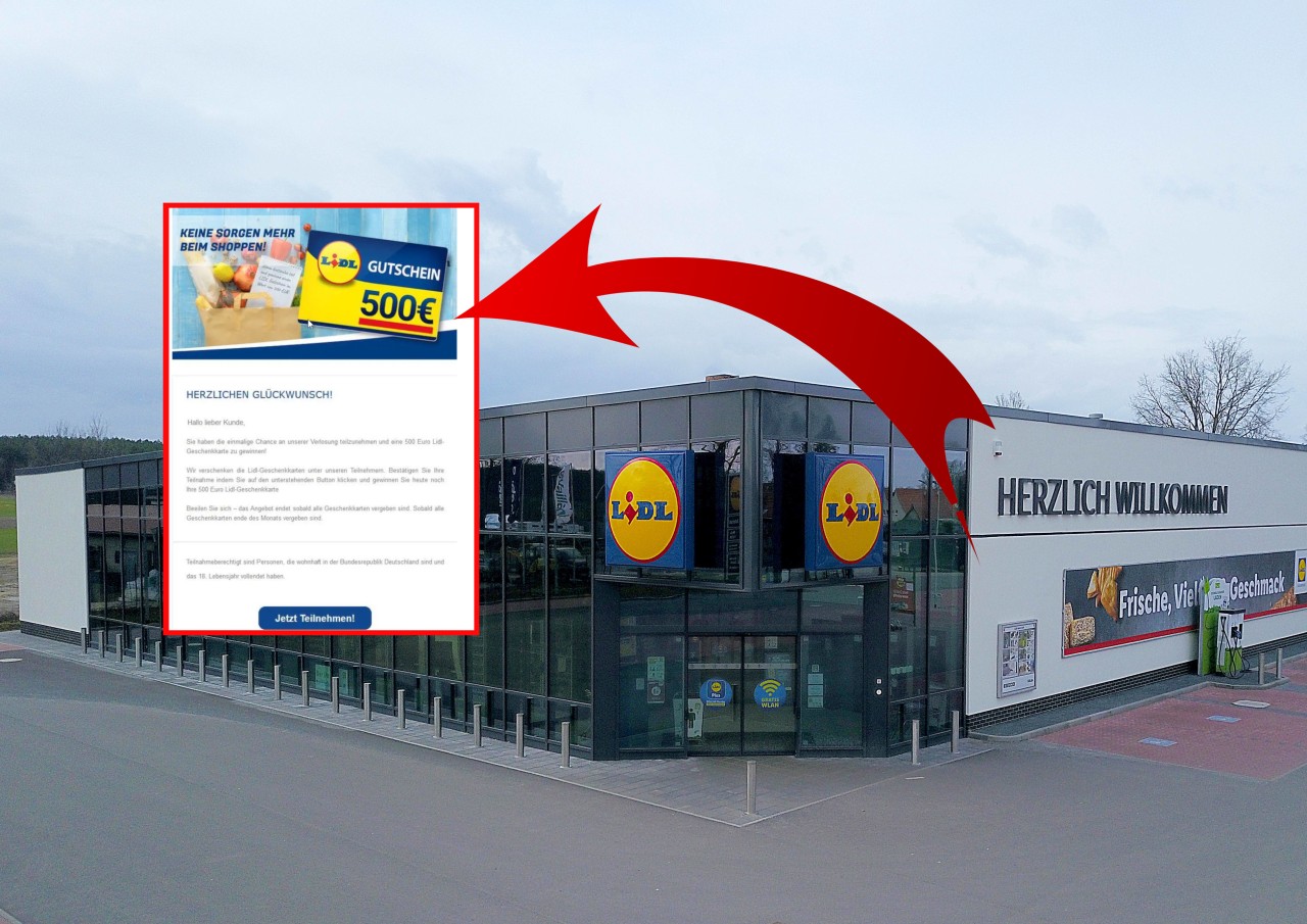 Ein Einkaufsgutschein von Lidl führt viele Menschen gerade an der Nase herum. (Symbolbild)