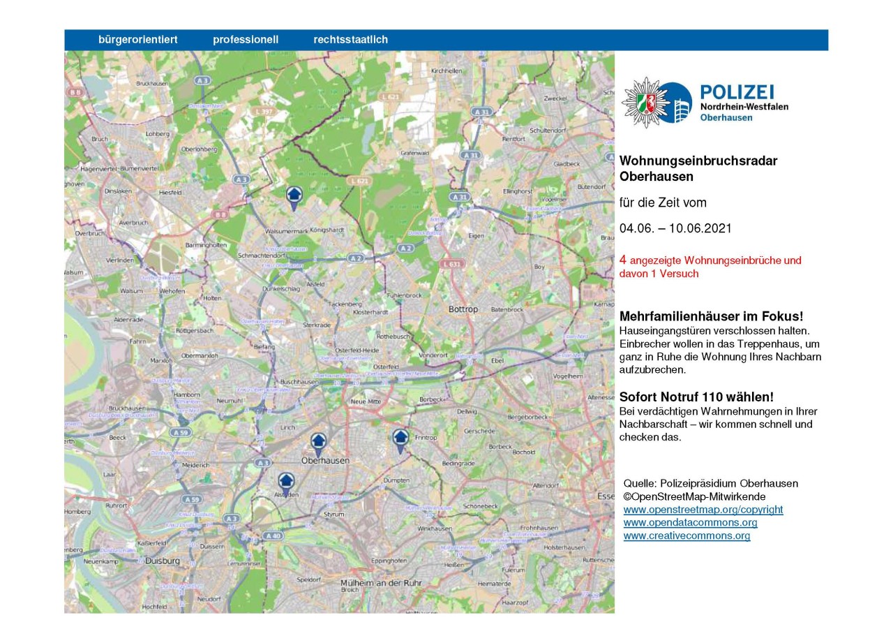 Auf diese Orte haben Diebe in Oberhausen ein Auge geworfen in der vergangenen Woche. 