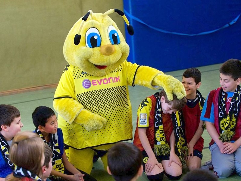 Große Klasse - Das Grundschulprojekt von Borussia Dortmund zu Gast in der Diesterweg Grundschule am 1.2.2012. Stargast ist BVB Spieler Moritz Leitner.Foto: Knut Vahlensieck