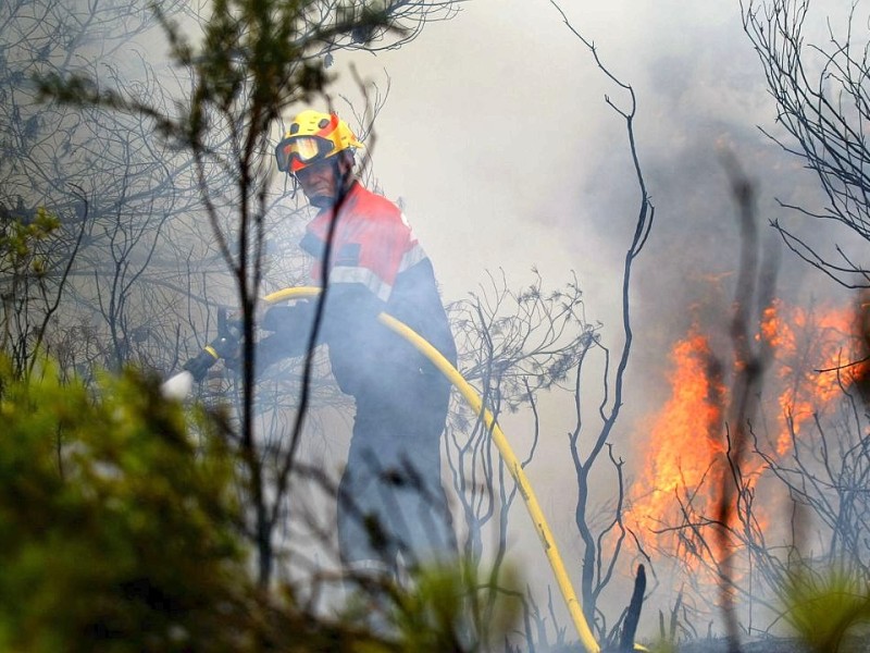 Feuerwehrleute kämpfen in nahe Alicante gegen Waldbrände.
