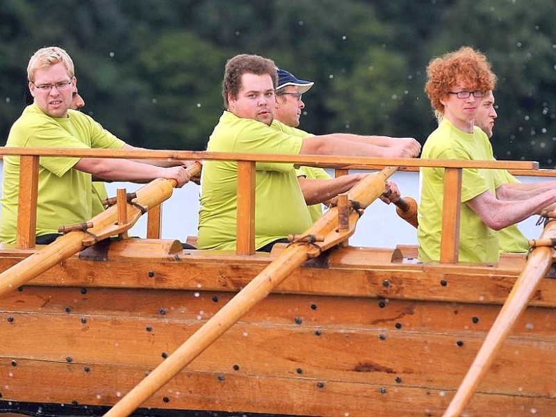Halterner Stausee am Donnerstag, 06.09.2012. Zwei roemische Flusskriegsschiffe treten gegeneinander in einer Wettfahrt an. Ruderer aus der Region und Studenten der Wilhelm-Universität Münster rudern unter Hochleistungsbedingungen für die Wissenschaft, Sportmediziner nehmen die Werrte auf.Foto: Joachim Kleine-Büning/WAZ FotoPool