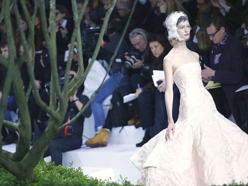 Die Modenschau von Raf Simons für Christian Dior. In Paris präsentieren bekannte Designer die neuste Mode für das Frühjahr und den Sommer 2013.