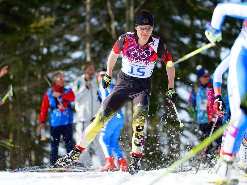 Die Langlauf-Frauen gingen im Massenstart über 30 Kilometer an den Start.  Katrin Zeller lief am Ende als Zwölfte ins Ziel ein - ein gutes Rennen.