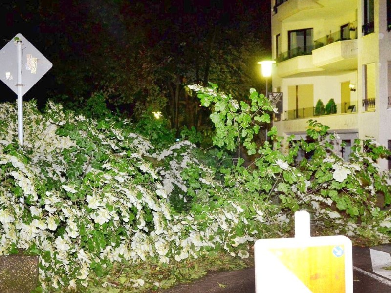 In den späten Abendstunden tobte ein extremes Unwetter über Bochum und hinterließ nach gut 30 Minuten ein totales Chaos. Im Bild: kein Durchkommen an der Bergstraße / Einmüdung Gudrunstraße.