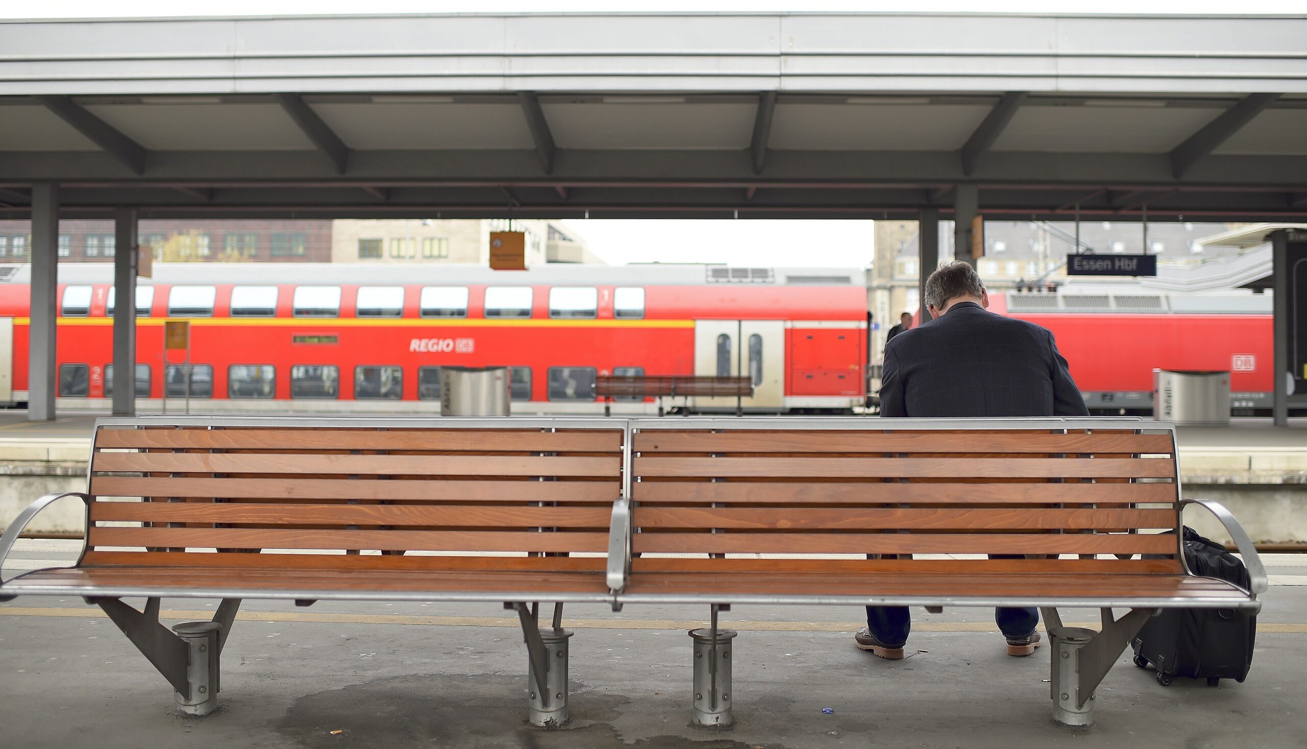 Lokführerstreik am Hauptbahnhof Essen.