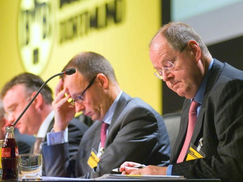 Christian Kullmann, Friedrich Merz, Peer Steinbrück, v.l.n.r.