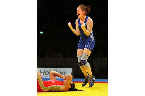 Riesenjubel: Yvonne Englich, Ehefrau von Mirko, gewann Bronze.