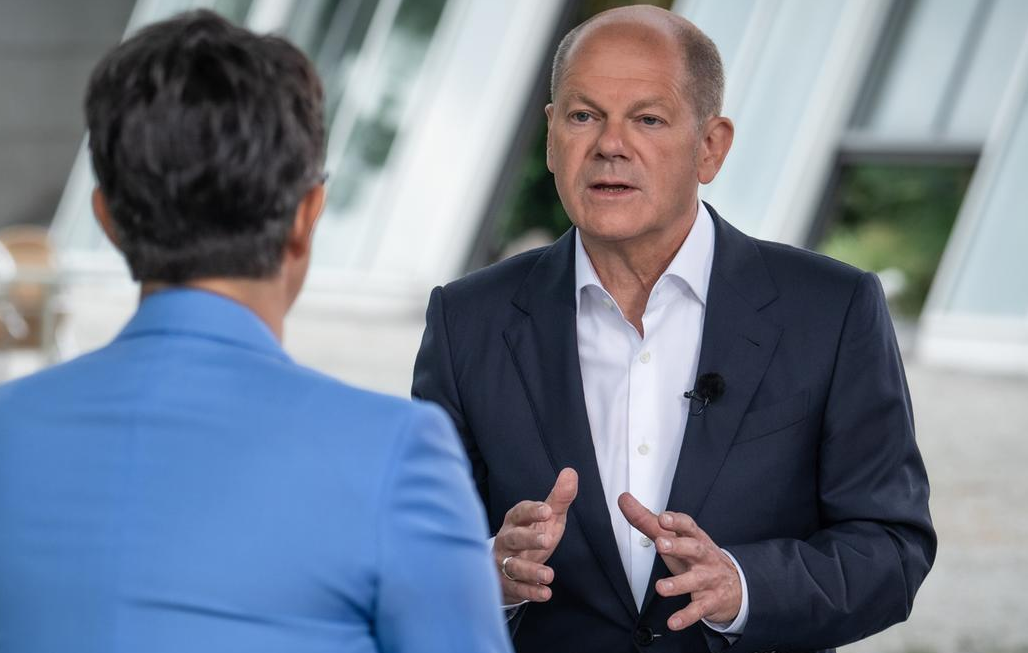 Kanzlerkandidat Olaf Scholz im ZDF-Sommerinterview. 