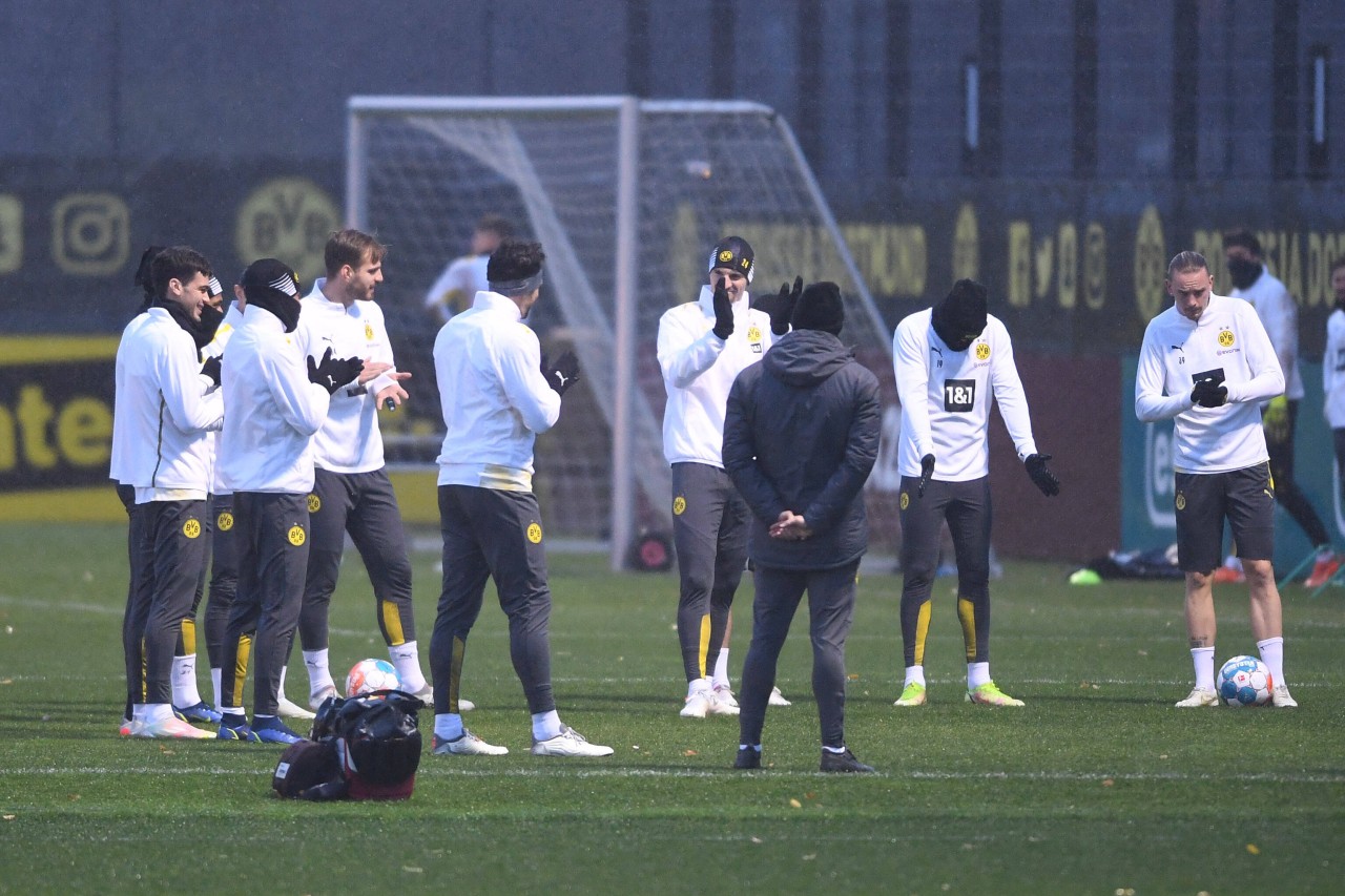 Unter dem Applaus der Kollegen nahm Giovanni Reyna (l.) wieder das Training auf.