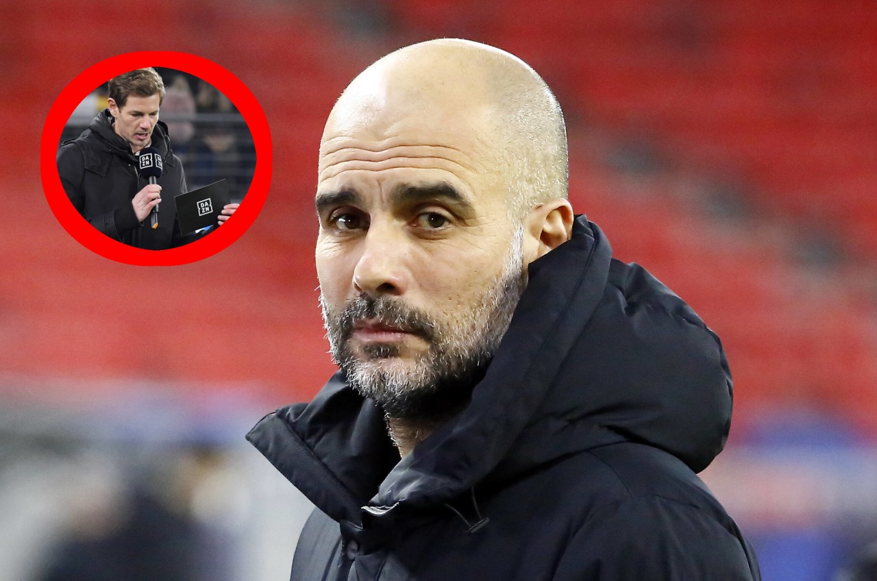 DAZN-Moderator Alex Schlüter und sein Witz kamen bei Pep Guardiola irgendwie nicht an.