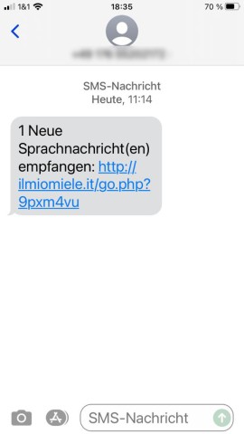 So sehen die betrügerischen SMS unter anderem aus, der Link kann aber auch ein anderer sein. 