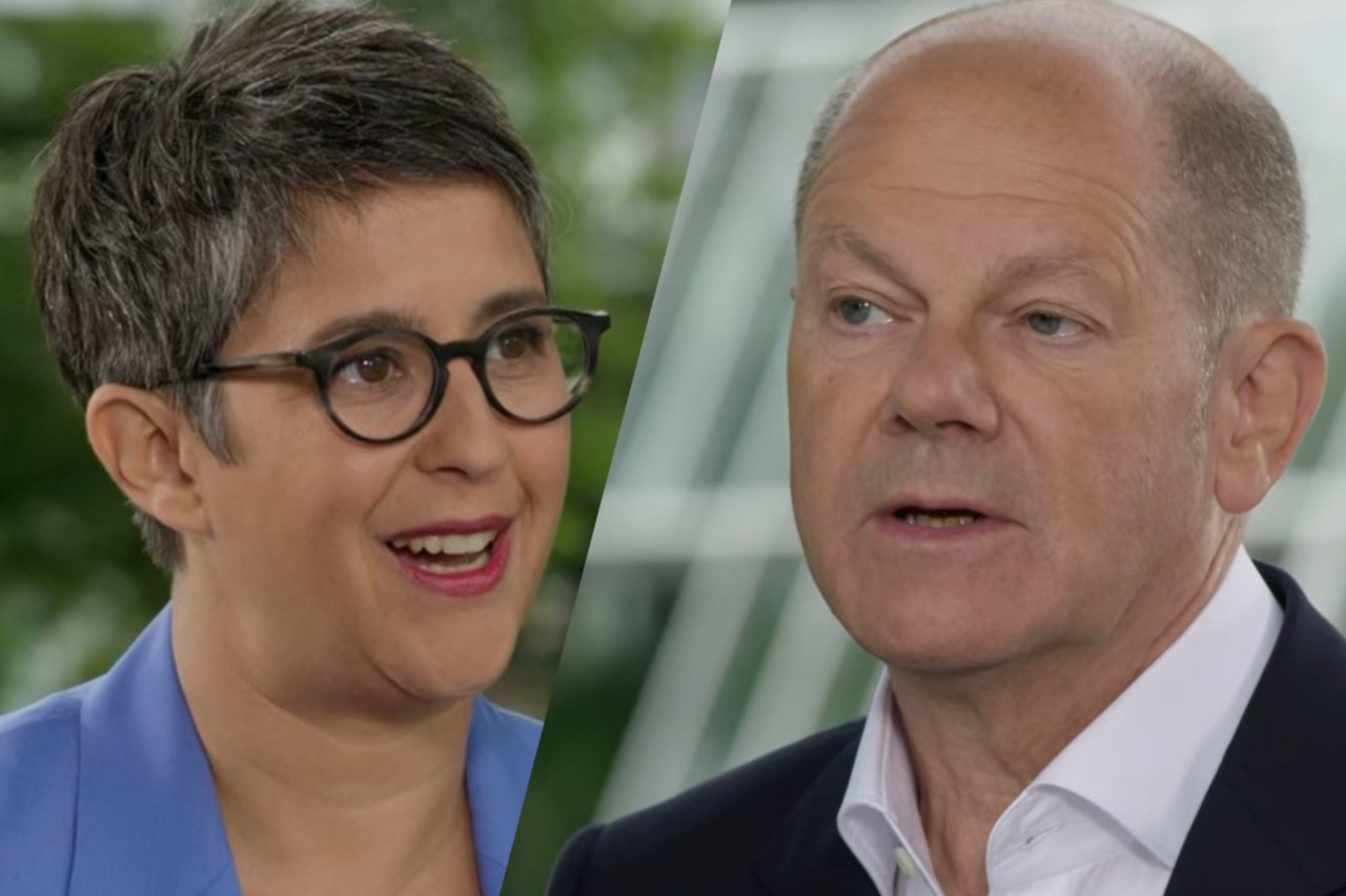 Olaf Scholz im ZDF-Sommerinterview mit Moderatorin Shakuntala Banerjee.