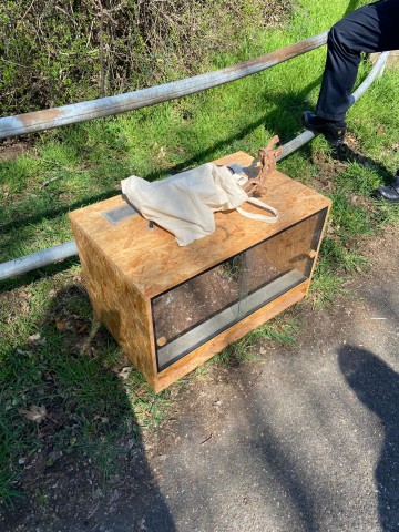 NRW: Das aufgefundene Terrarium an der Straße.