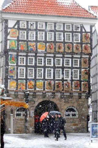 Hattingen im Schneetreiben.