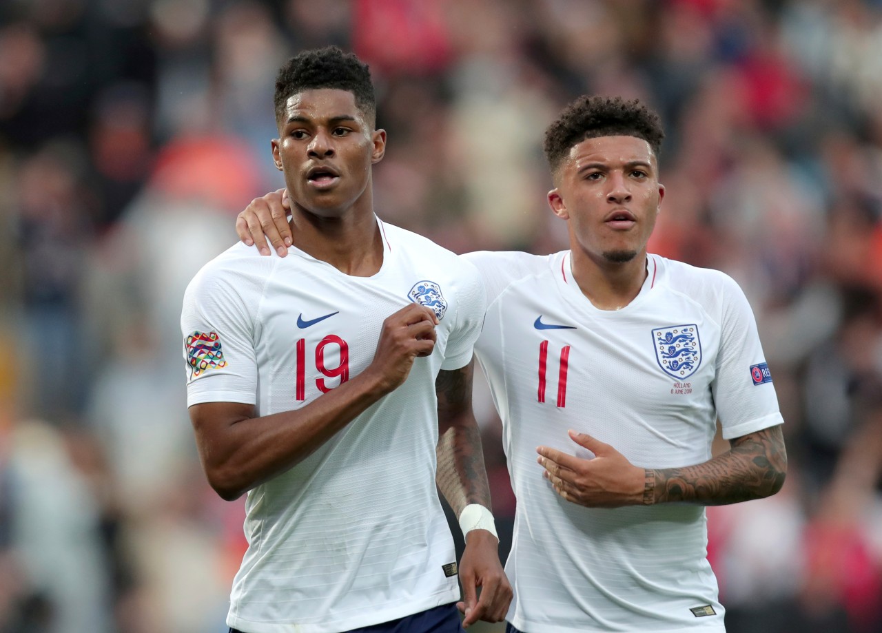 Jadon Sancho (l.) und Marcus Rashford sind schon lange gute Freunde.