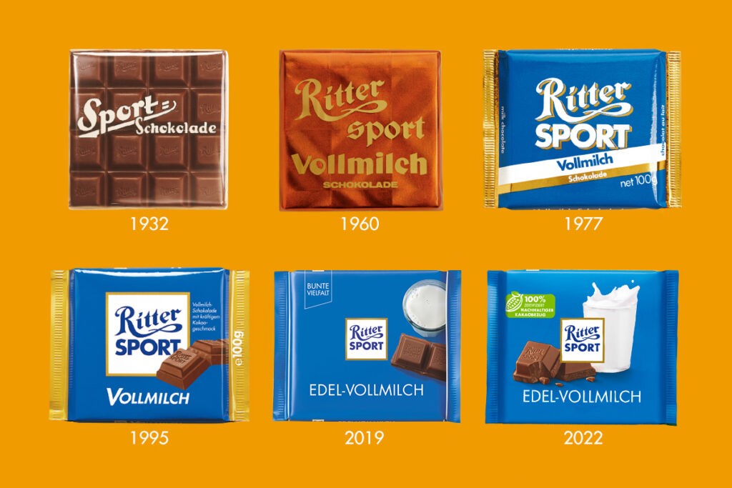 Edeka, Kaufland und Co: Die neue Ritter Sport Verpackung sieht etwas dynamischer aus. 