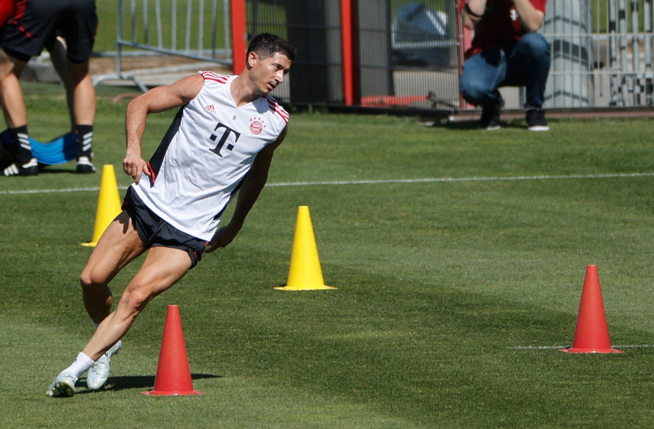 Lewandowski bei einem seiner letzten Bayern-Trainings. 