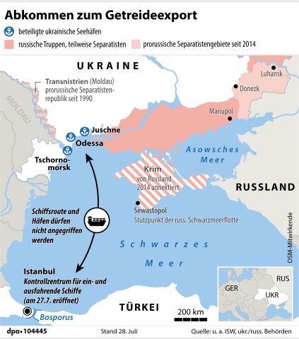 Türkei spielt eine zentrale Rolle im russisch-ukrainischen Getreideabkommen. 