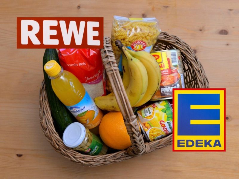 Rewe Edeka Korb mit Produkten