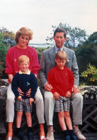 Royals-Ikone Lady Di mit Prinz Charles und den Kindern Harry und William. 