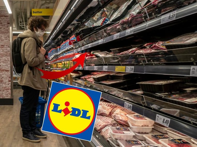 Lidl sichert Fleischwaren mit Alarmetikett.