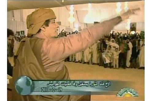 Zwei Tage her: Staatschef Gaddafi in einer Fernseh-Übertragung.