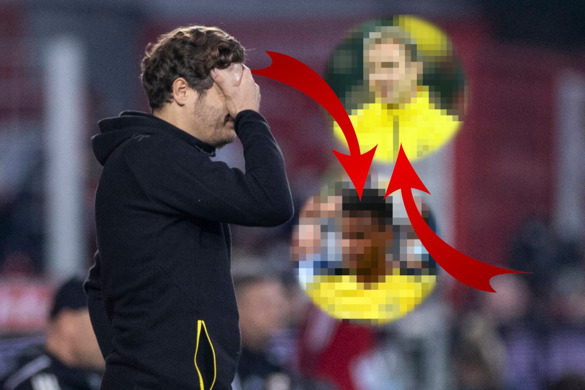 Borussia Dortmunds Trainer Edin Terzic schlägt die Hände vors Gesicht.