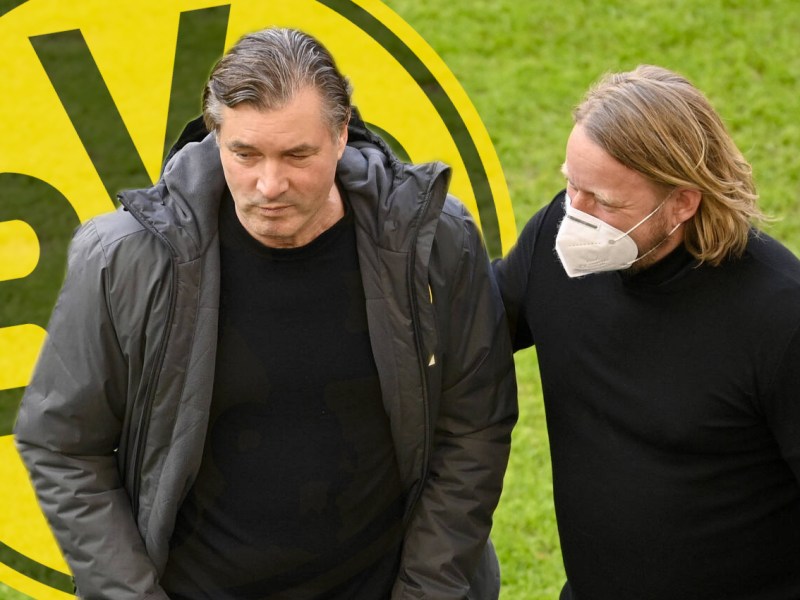 Michael Zorc und Sven Mislintat bei einem Heimspiel von Borussia Dortmund.