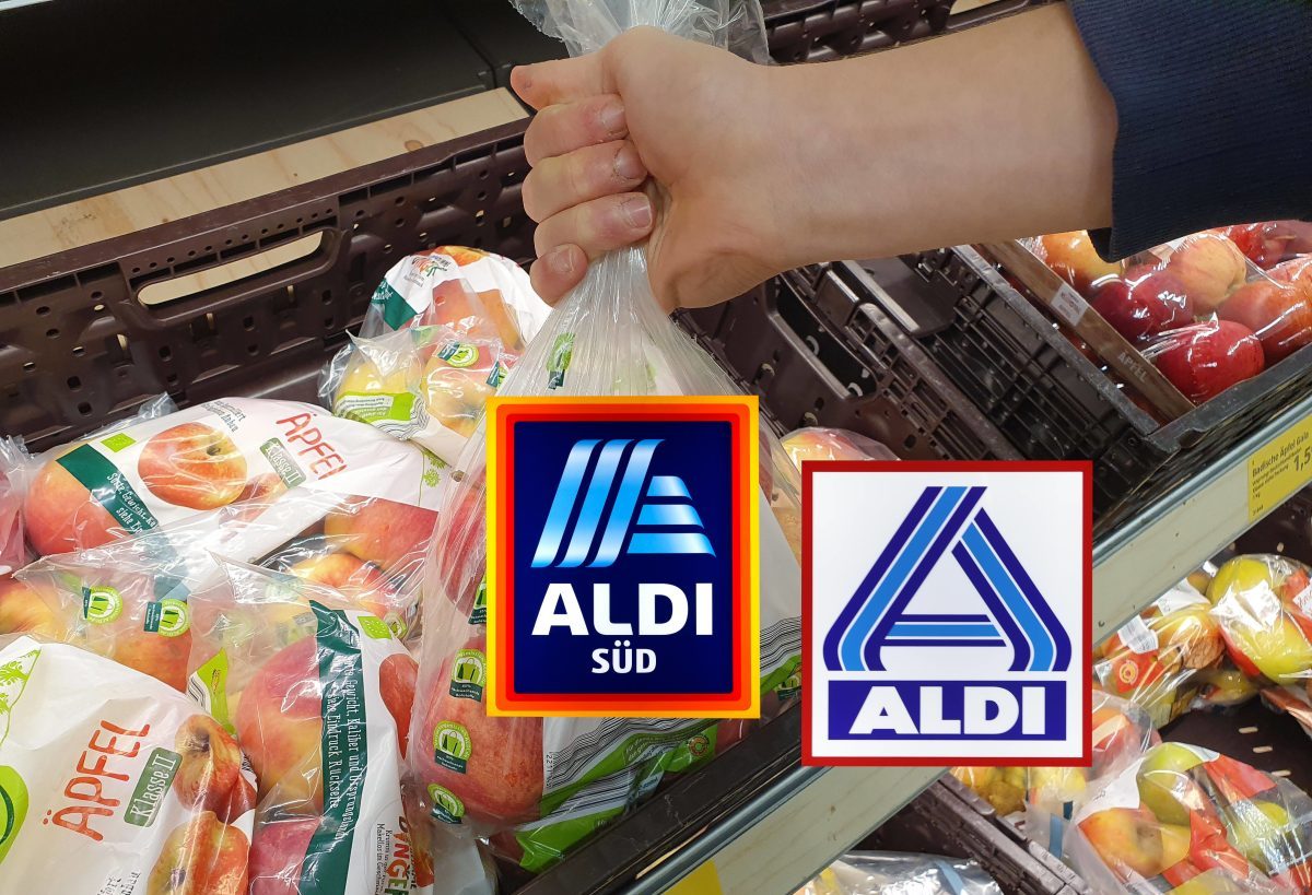 Aldi Nord und SÃ¼d Obstabteilung TÃ¼te Ã„pfel