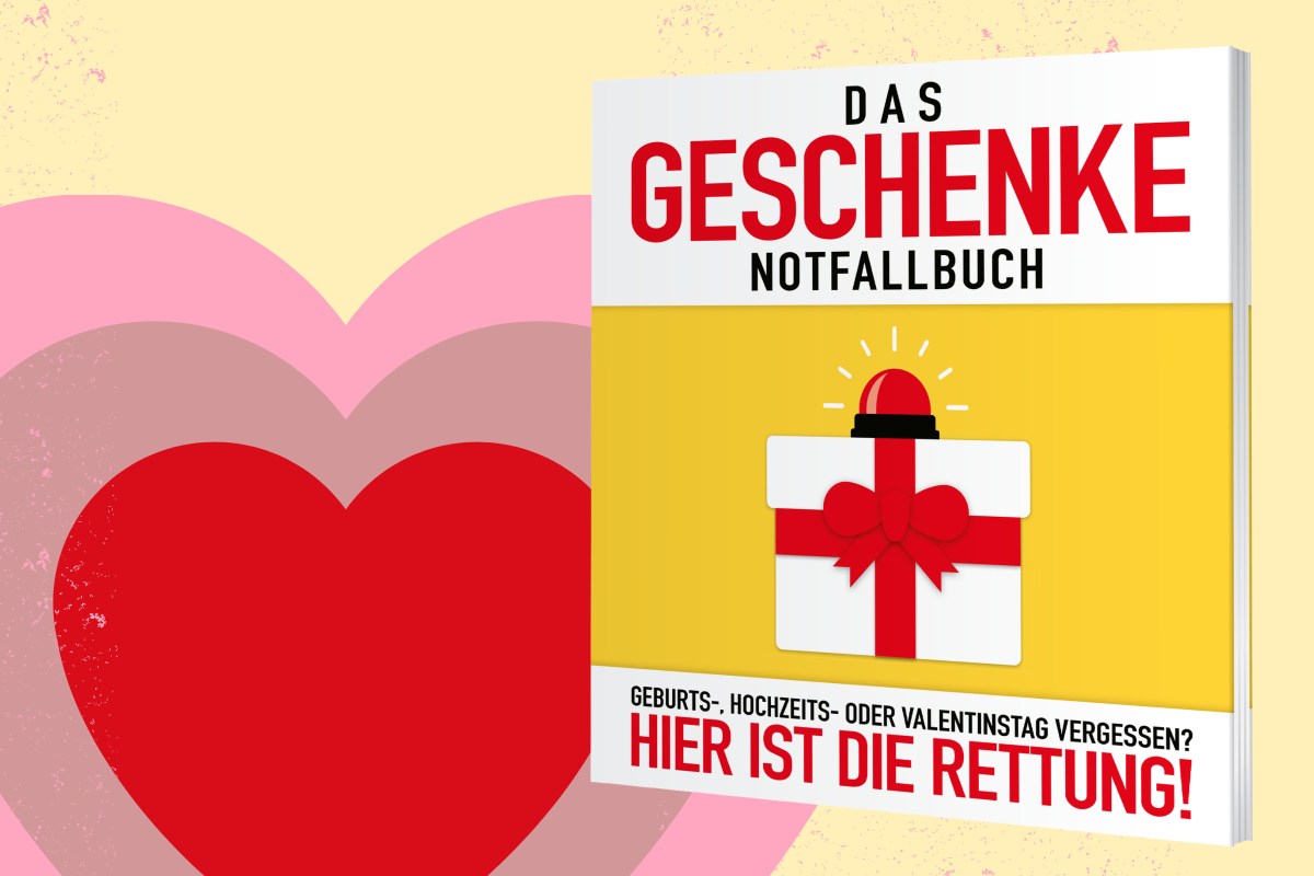 Zum Valentinstag passende Herzen und das Geschenke-Notfallbuch