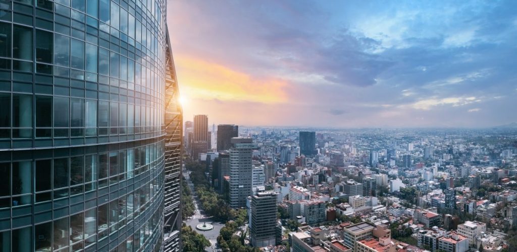 Die Skyline von Mexiko-Stadt.