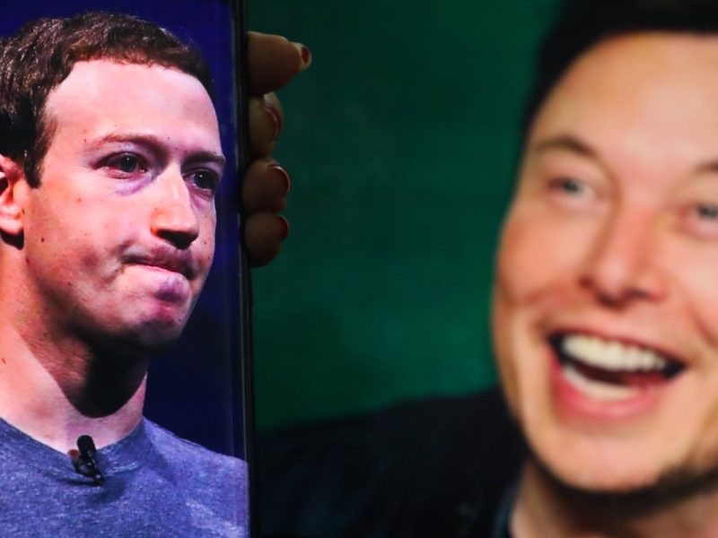 Mark Zuckerberg und Elon Musk sind in einer Fotomontage nebeneinander abgebildet.