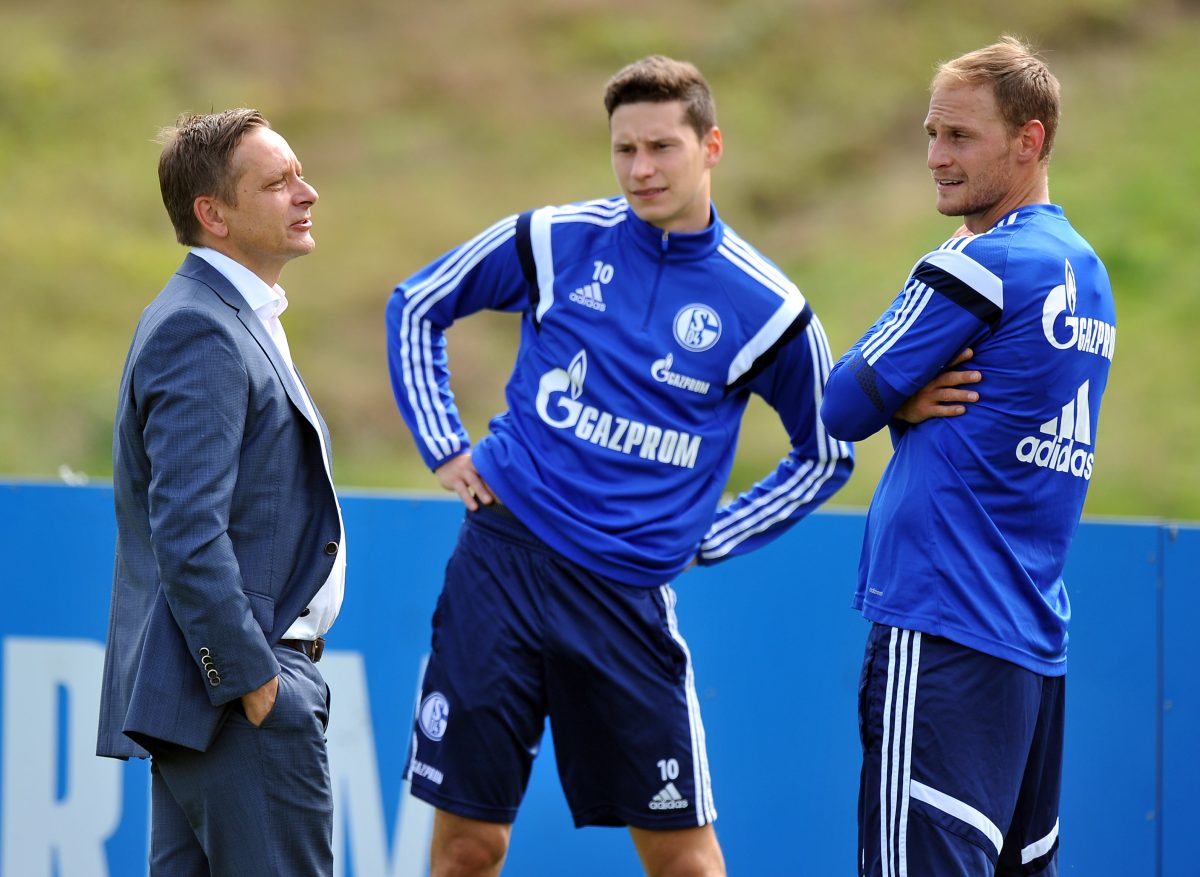 Draxler, Heldt und Höwedes während es S04-Trainings.