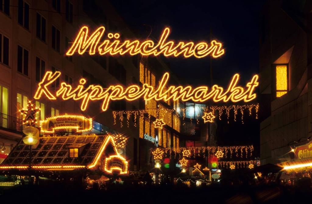 Leuchtschrift vom Münchener Kripperlmarkt