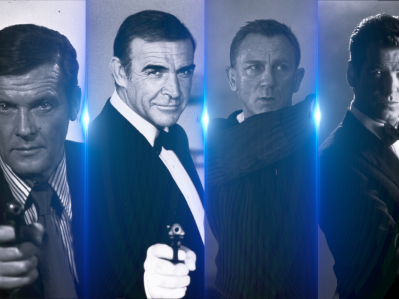 Vier verschiedene James Bond Darsteller.