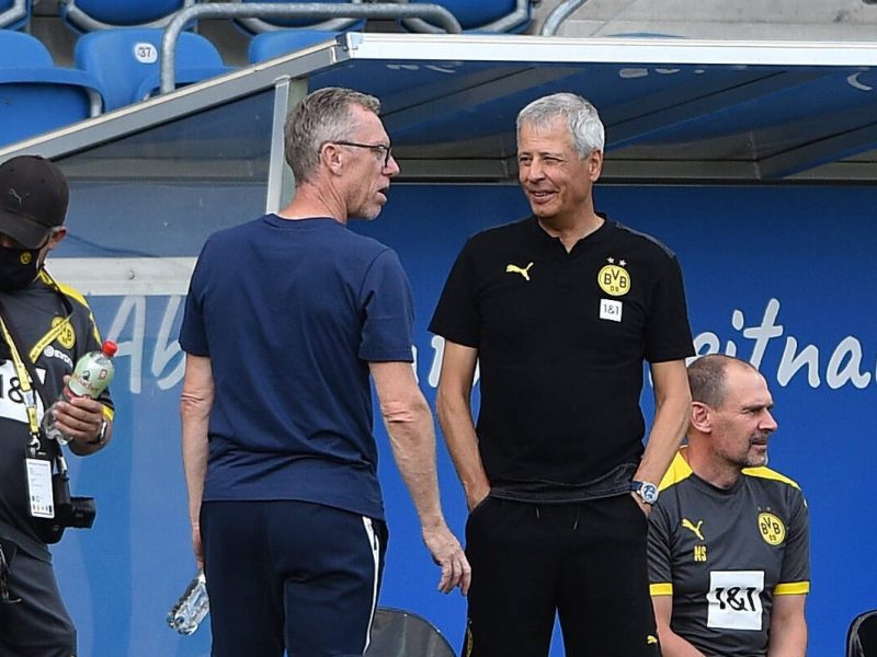 Peter Stöger (l.) und Lucien Favre trainierten beide den BVB.